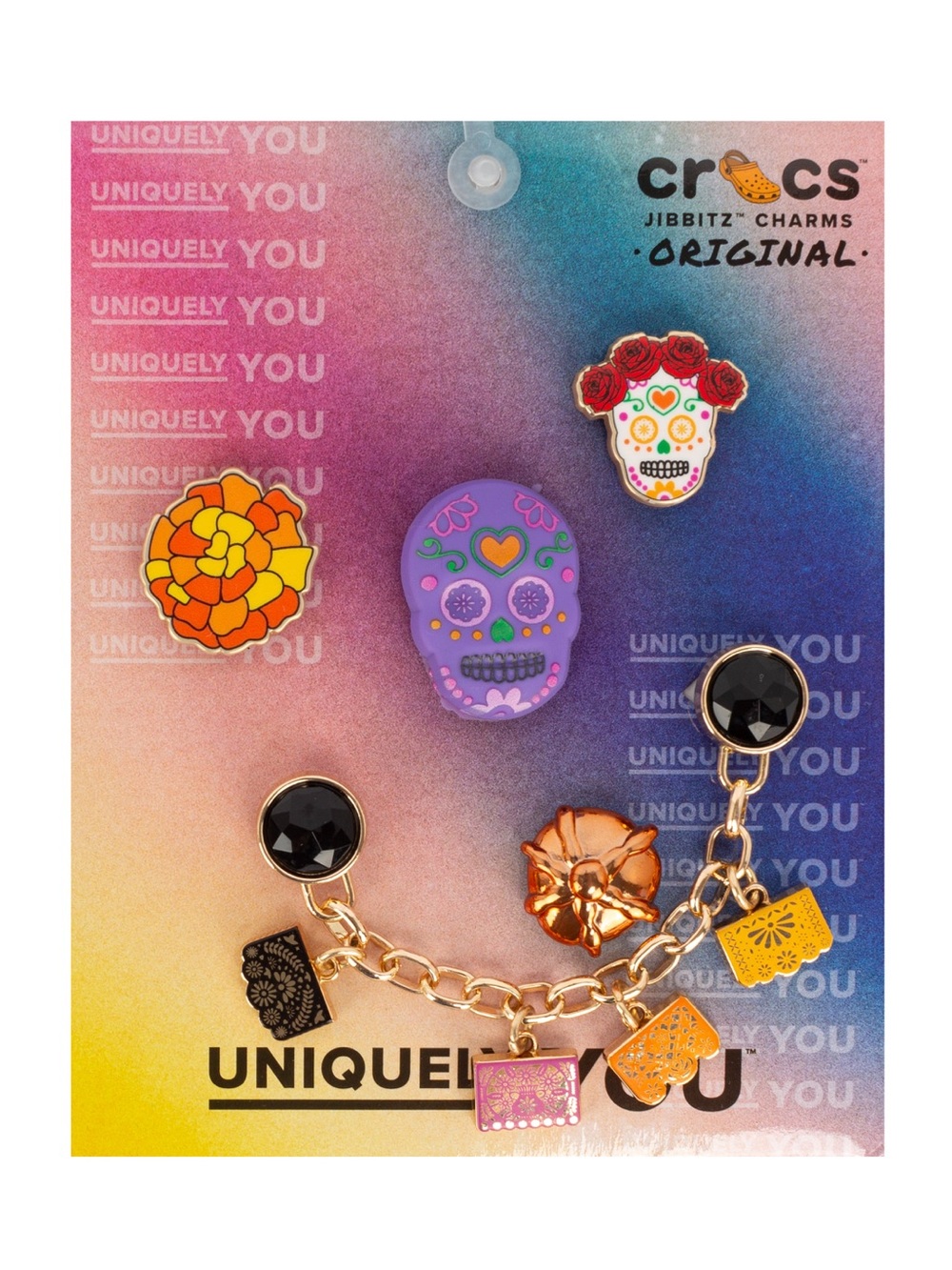 BRAND NEW DIA DE LOS MUERTOS MIX 5 PACK METAL & ACRYLIC JIBBITZ Shoe Charms